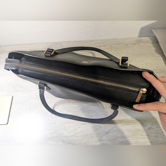 Tory Burch Black Leather Emerson Small Zip Tote Shoulder Bag Classic Designer - Picture 5 of 14